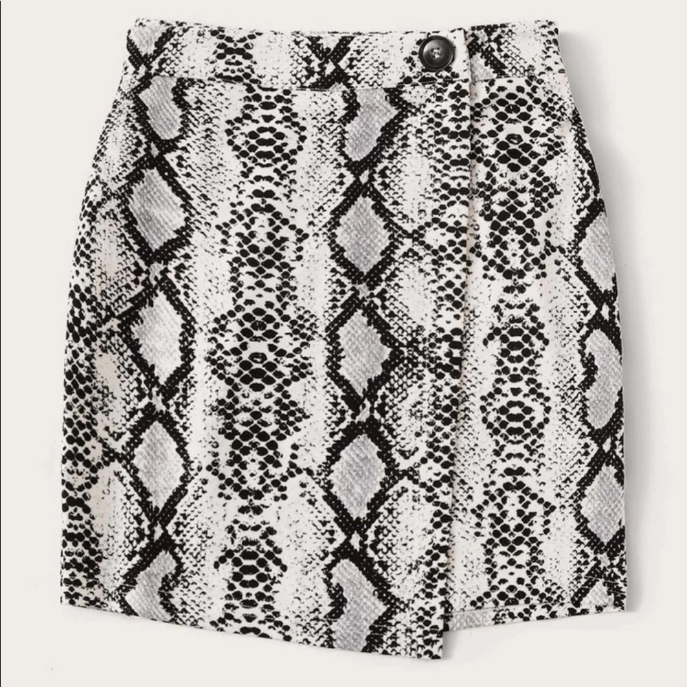 Snakeskin Print Wrap Skirt